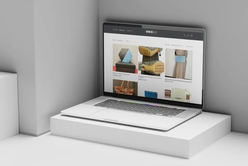 Okoro Luxury online store on a laptop