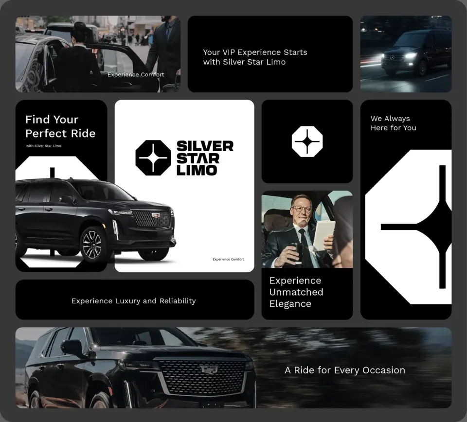 Silver Star Limo identity and website boards